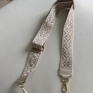Patterned Beige Bag Strap with Gold Hardware